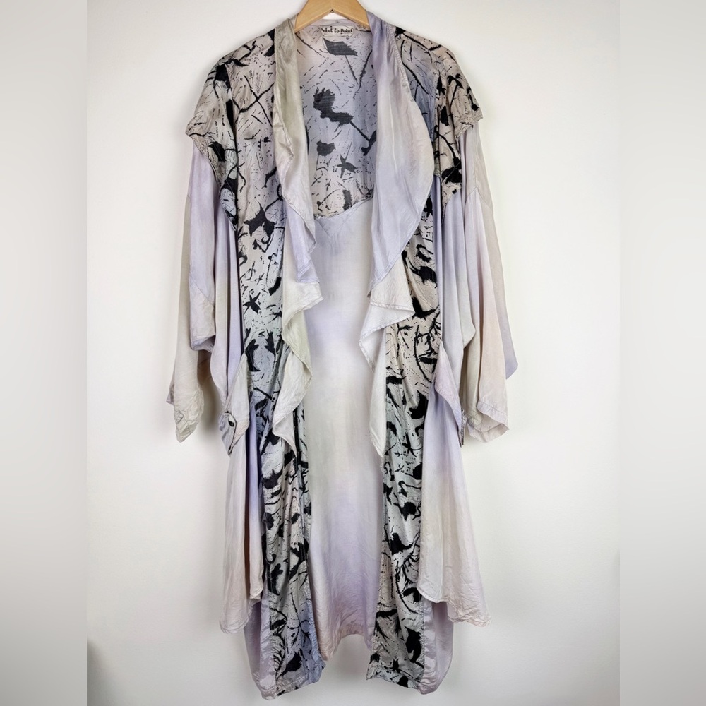 Vintage 80's Lavender Dyed Ruffle House Robe